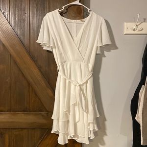 White engagement bridal shower bachelorette Amazon ruffle dress